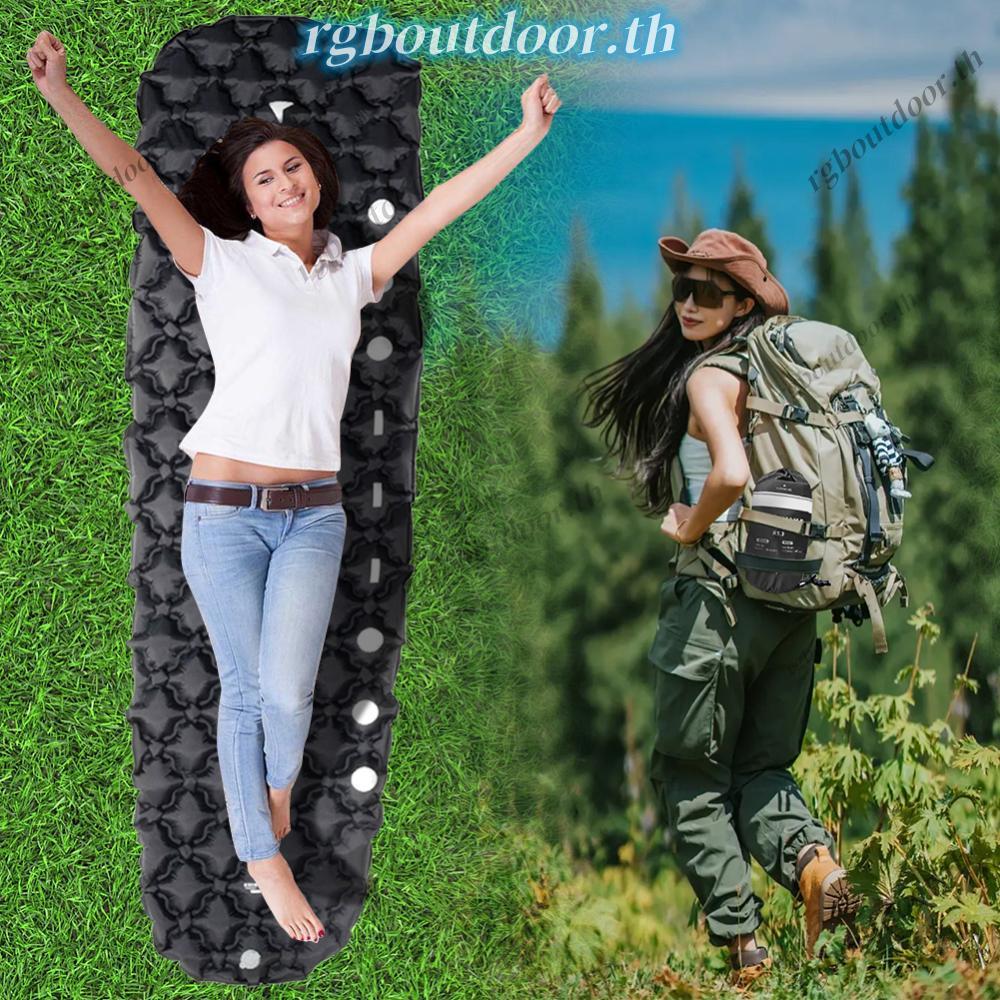Camping Inflatable Mat กันน้าเดี่ยว MoistureProof Mat ทนต่อการสึกหรอ Camping Air ที่นอนสาหรับแบกเป้เดินป่า rgboutdoorth