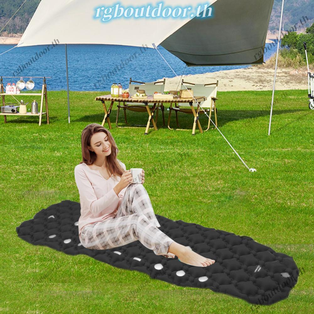 Camping Inflatable Mat กันน้า Ultralight Sleeping Pad สวมใส่น้าหนักเบา Air Cushion สาหรับกลางแจ้ง rgboutdoorth