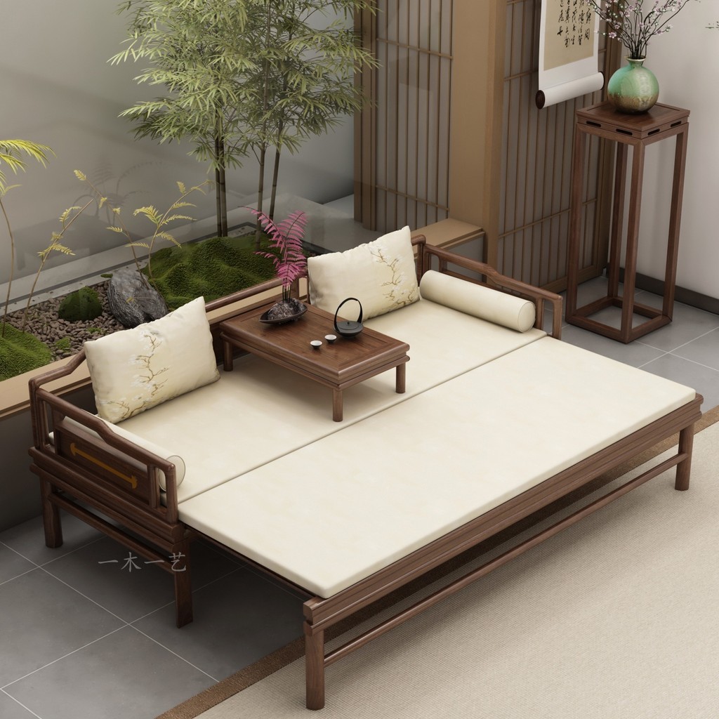 เตียงไม้เนื้อแข็งสีขาวย้ายได้ง่าย สำหรับพาร์ทเมนท์และห้องนั่งเล่นขนาดเล็ก พร้อมฟังก์ชันโซฟาเตียง