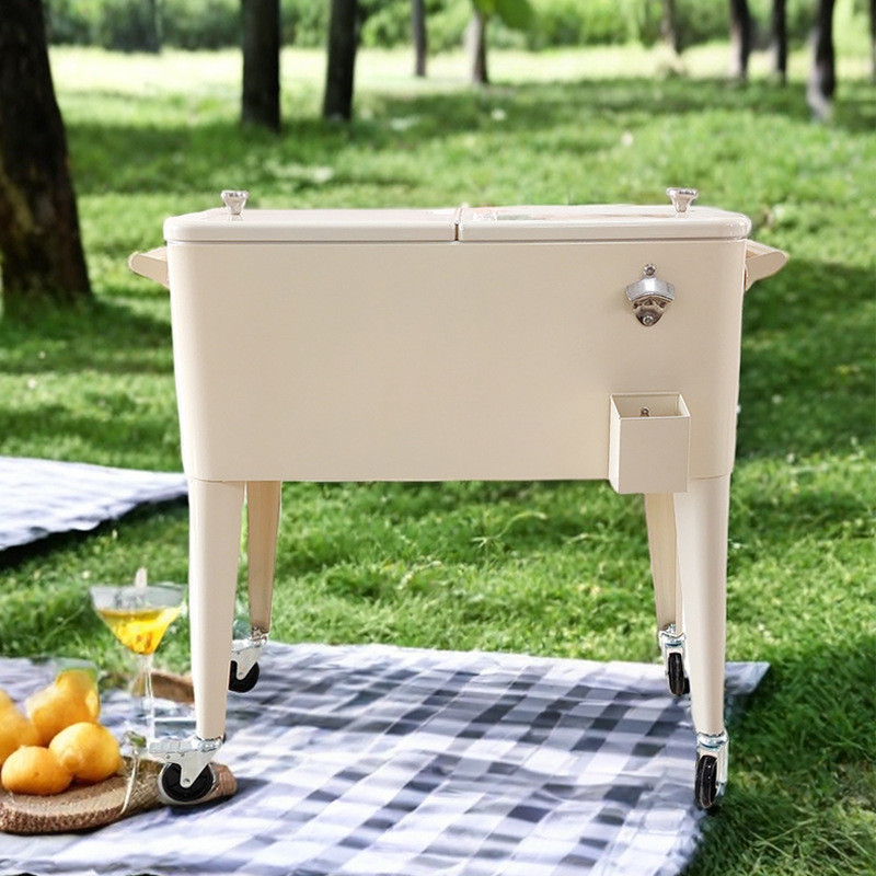 รถเข็นตั้งแคมป์แบบฉนวนกันความร้อน พร้อมถังน้ำแข็งความจุ75ลิตร สำหรับใช้กลางแจ้ง