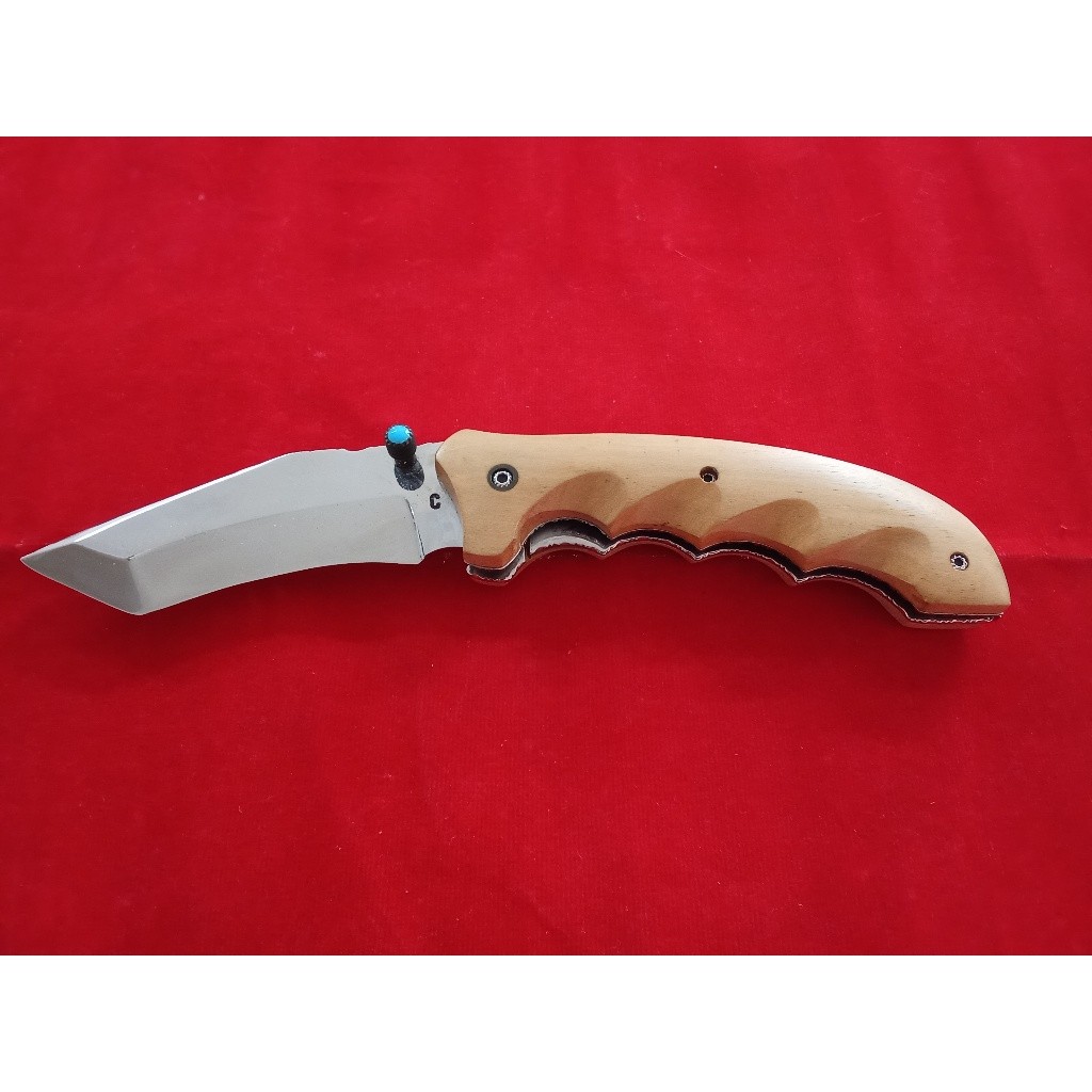 มีดพับ มีดญิปุ่น ด้ามปุ่มไม้มะค่า ขนาด 85นิ้ว stainless steel Product of Thailand